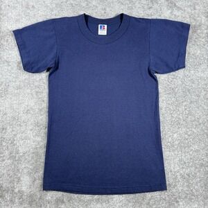 Vintage Russell Athletic T-Shirt Youth Medium Blue Short Sleeve #10